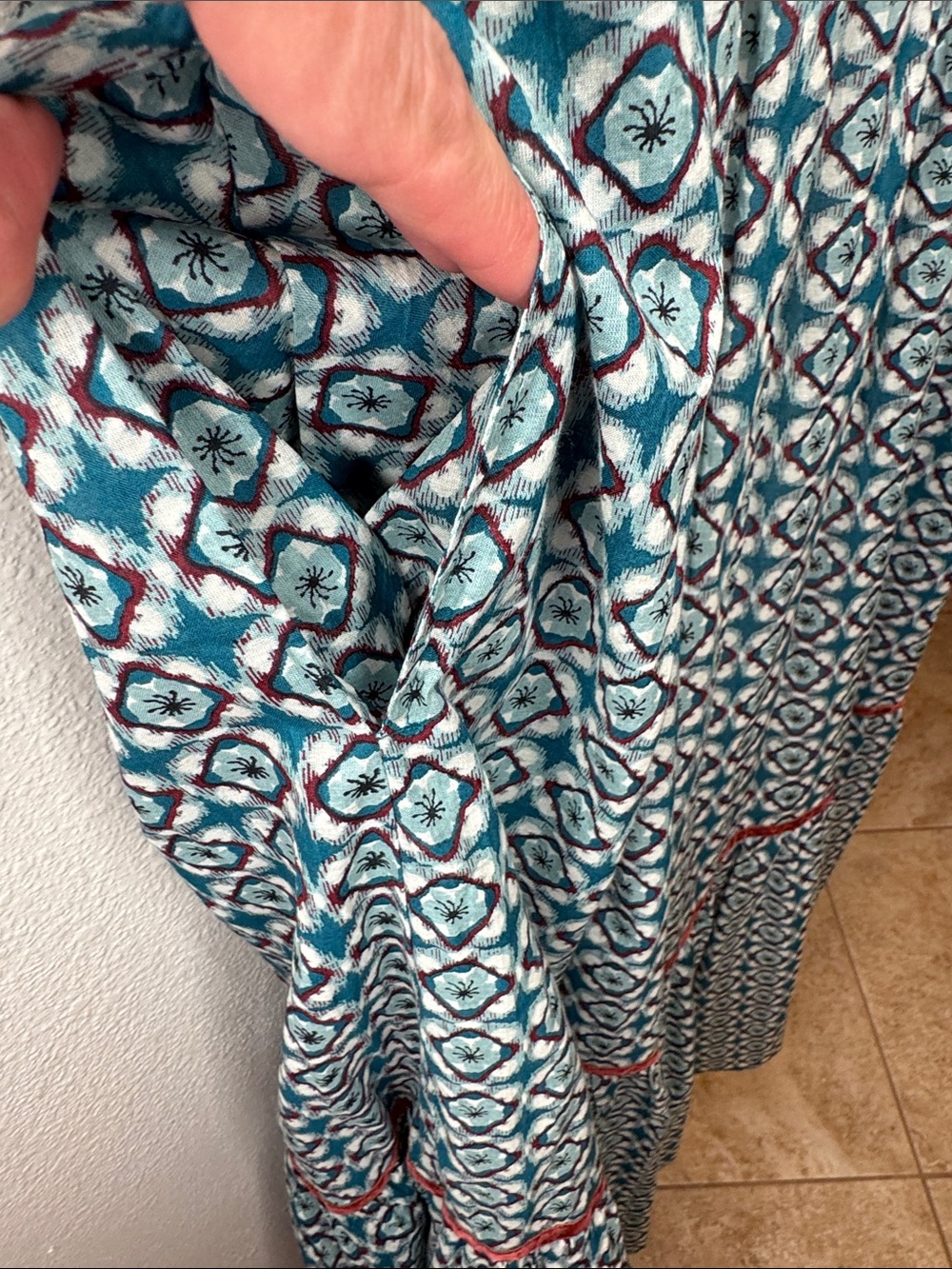 Olivia James The Label Brooke Dress Small Blue Geometric Flutter Sleeve Midi - Picture 5 of 14